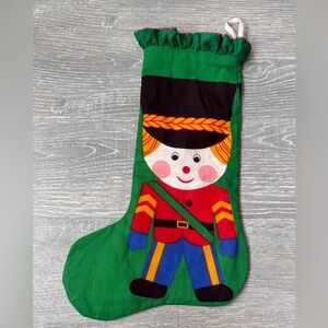 Vintage hand made toy soldier Christmas stocking